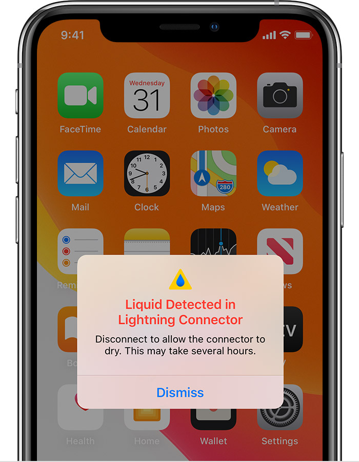 汾西苹果手机维修分享iPhone 12 在充电时出现 “闪电接口检测到液体”的提示怎么办 